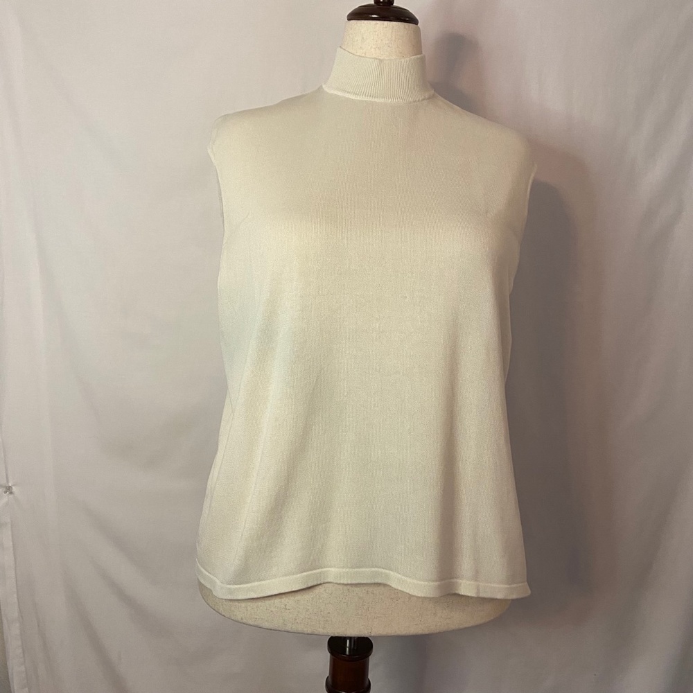 Coldwater Creek Off White Sleeveless Mock Neck Knit Sweater Size 1X